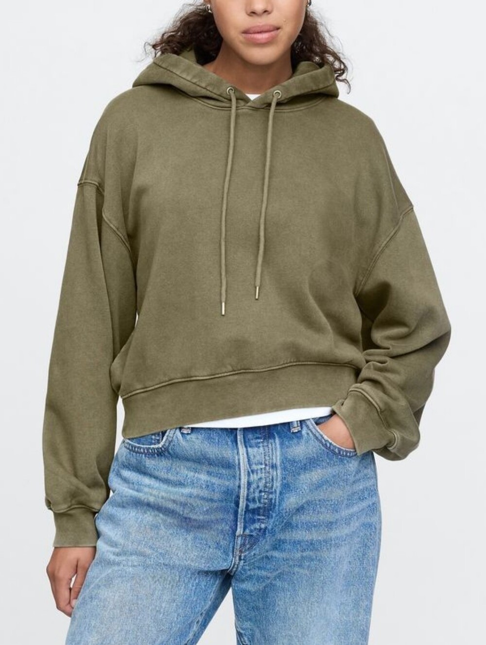 GAP Vintage Soft Olive Green Cropped Pullover Sweatshirt